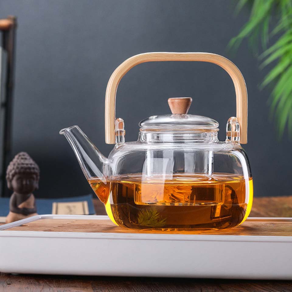 BORREY Induction Cooker Teapot High Borosilicate Heat Resistant Glass  Teapot Gas Stove Teapot Pu'er Flower Kettle Tea Filter Pot