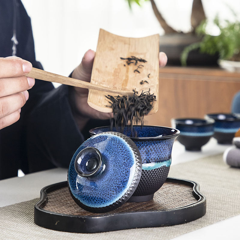 TOPONE Chinese Kung Fu Travel Tea Set Ceramic Glaze Teapot Teacup Gaiw