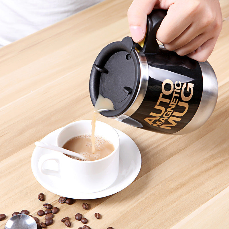Electric Stainless Steel Magnetic Self Stirring Coffee Mug - Battery Powered